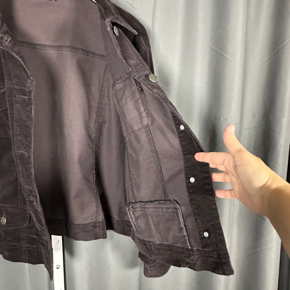 Chico's Micro Corduroy Jacket Stretch Chocolate Brown XL Denim Style‎ Trucker - Picture 6 of 8